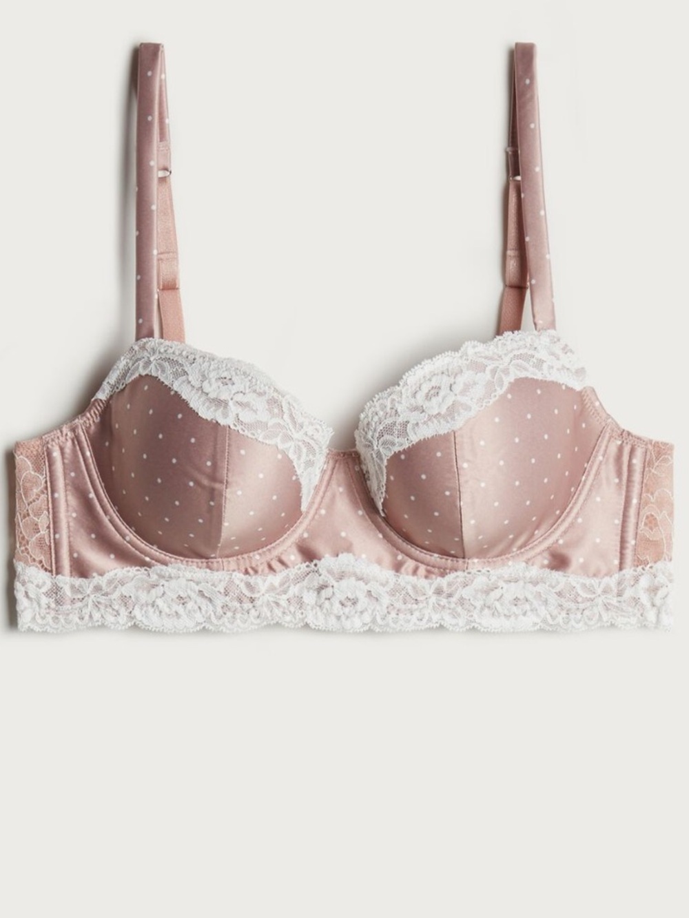 Intimissimi Sophia Balconette Bra Size 34D Lace Trim Pink Polka Dot - Picture 5 of 15
